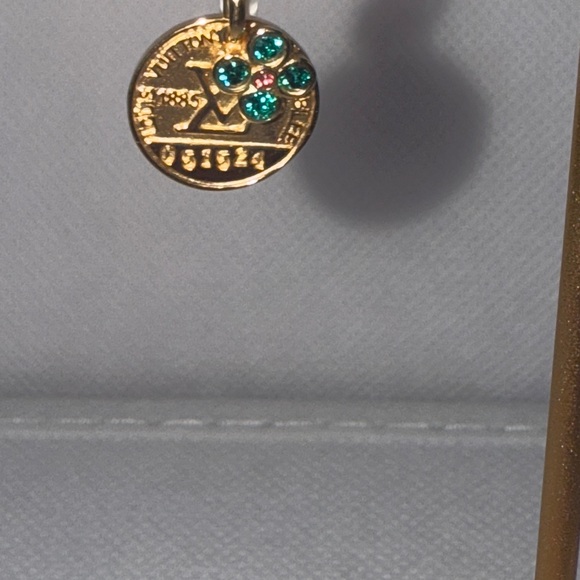 SOLD SOLD Louis Vuitton Gold and Green Circular Earrings - Picture 4 of 8